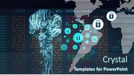  Presentation with connections - PPT theme with composition-of-online-security-padlocks background and a ocean colored foreground