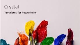  Presentation with art craft - Presentation featuring composition-of-painting-brushes background and a sky blue colored foreground