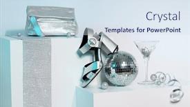  Presentation with silver - Presentation theme consisting of composition-of-party-femail-silver background and a sky blue colored foreground