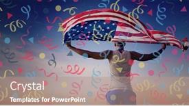  Presentation with blue-video - Amazing PPT theme having composition-of-party-streamers-over backdrop and a coral colored foreground