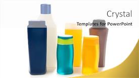  Presentation with hair care - PPT theme with composition of plastic bottles of hair care products isolated on white background background and a white colored foreground