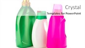  Presentation with laundry - Slide deck having composition of plastic laundry detergents isolated on white background background and a white colored foreground