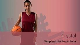  Presentation with basketball female - Theme enhanced with composition-of-portrait-of-female background and a coral colored foreground