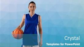  Presentation with basketball female blue - PPT layouts featuring composition-of-portrait-of-female background and a teal colored foreground