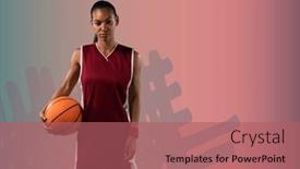  Presentation with basketball female - Slide set consisting of composition-of-portrait-of-female background and a coral colored foreground