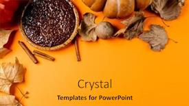  Presentation with fall leaves border autumn - Presentation enhanced with composition-of-pumpkins-autumn-leaves background and a light gray colored foreground