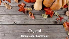  Presentation with autumn leaves - Theme with composition-of-pumpkins-with-pinecones background and a gray colored foreground