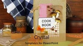  Presentation with kitchen design - Colorful presentation theme enhanced with composition of recipe book backdrop and a  colored foreground