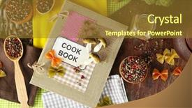  Presentation with kitchen design - Beautiful PPT layouts featuring composition of recipe book backdrop and a  colored foreground