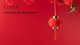  Presentation with chinese new year - PPT theme having composition-of-red-chinese-decoration background and a crimson colored foreground