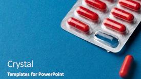  Presentation with red medical - PPT theme consisting of composition-of-red-pills background and a teal colored foreground
