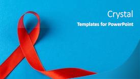  Presentation with healthcare blue ribbon - Slide deck consisting of composition-of-red-ribbon background and a light gray colored foreground