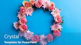  Presentation with blue rose - Presentation theme consisting of composition-of-rose-wreath background and a teal colored foreground