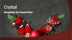  Presentation with pomegranate - Audience pleasing presentation consisting of composition of roses figs backdrop and a dark gray colored foreground