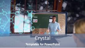  Presentation with global education - Slide deck featuring composition-of-science-icons-over background and a seafoam green colored foreground