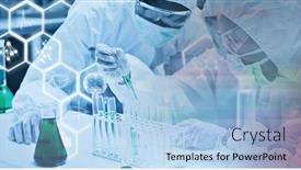  Presentation with laboratory chemical - Presentation enhanced with composition-of-scientists-in-ppe background and a light blue colored foreground