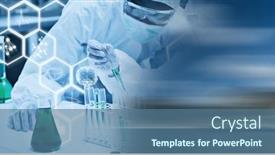  Presentation with chemical compounds - Presentation theme featuring composition-of-scientists-in-ppe background and a ocean colored foreground