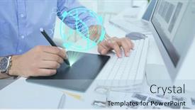  Presentation with data medical - PPT theme having composition-of-screen-with-dna background and a light blue colored foreground