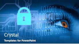  Presentation with cyber security eye - PPT layouts consisting of composition-of-security-padlock-processor background and a teal colored foreground
