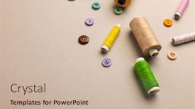  Presentation with craft - Slide deck enhanced with composition-of-sewing-equipment background and a soft green colored foreground