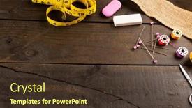  Presentation with sewing - Slides consisting of composition-of-sewing-equipment background and a tawny brown colored foreground