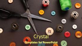  Presentation with craft - PPT theme featuring composition-of-sewing-equipment background and a tawny brown colored foreground