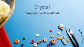  Presentation with craft - Presentation design with composition-of-sewing-equipment background and a light blue colored foreground