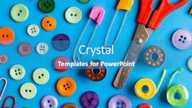  Presentation with craft - Presentation design consisting of composition-of-sewing-equipment background and a teal colored foreground