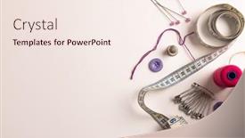  Presentation with craft - Slide deck enhanced with composition-of-sewing-equipment background and a sky blue colored foreground