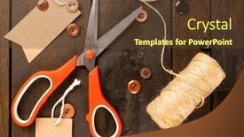  Presentation with craft - Slide set enhanced with composition-of-sewing-equipment background and a  colored foreground