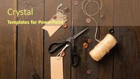  Presentation with craft - Slide set with composition-of-sewing-equipment background and a  colored foreground