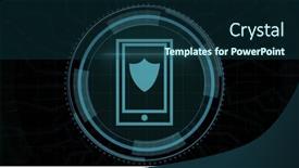  Presentation with shield - PPT theme enhanced with composition-of-shield-icon background and a ocean colored foreground