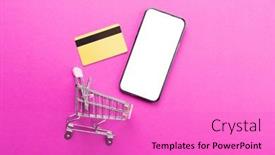  Presentation with pink retail - Theme with composition-of-shopping-cart-credit background and a lilac colored foreground