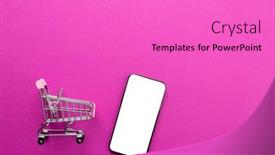  Presentation with pink retail - Presentation theme having composition-of-shopping-cart background and a lilac colored foreground