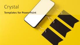  Presentation with black yellow - Presentation design having composition-of-smartphone-with-gift background and a yellow colored foreground
