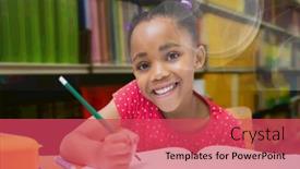  Presentation with back school education - Presentation design having composition-of-smiling-african-american background and a  colored foreground