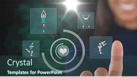  Presentation with digital image - Presentation theme featuring composition-of-smiling-businesswoman-touching background and a ocean colored foreground