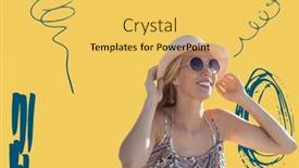  Presentation with doodles - Cool new slide set with composition-of-smiling-caucasian-woman backdrop and a yellow colored foreground