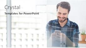  Presentation with business networking - Presentation theme with composition-of-smiling-man-using background and a white colored foreground