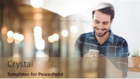  Presentation with business networking - Audience pleasing slide set consisting of composition-of-smiling-man-using backdrop and a coral colored foreground