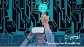  Presentation with blue global - Slide deck enhanced with composition-of-smiling-man-wearing background and a ocean colored foreground