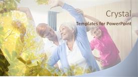  Presentation with senior fitness - Presentation theme enhanced with composition-of-smiling-senior-man background and a lemonade colored foreground