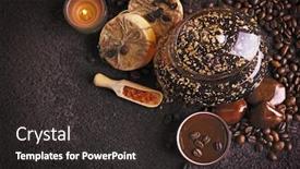 Presentation with coffee chocolate - Cool new PPT layouts with composition-of-soap-chocolate backdrop and a dark gray colored foreground