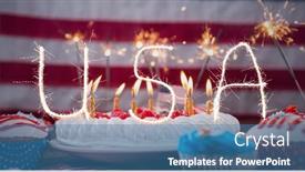  Presentation with democracy - Audience pleasing theme consisting of composition-of-sparkling-usa-text backdrop and a teal colored foreground