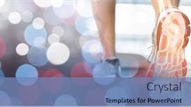  Presentation with running treadmill - Presentation consisting of composition-of-spots-of-light background and a teal colored foreground