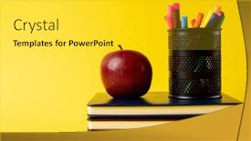  Presentation with school apple - Theme having composition-of-stack-of-books background and a  colored foreground