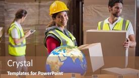 Presentation with boxes - Audience pleasing slide set consisting of composition-of-stack-of-cardboard backdrop and a tawny brown colored foreground