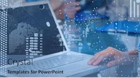  Presentation with global laptop - Cool new presentation theme with composition-of-statistics-with-digital backdrop and a teal colored foreground