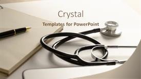  Presentation with medical laptop - PPT theme with composition-of-stethoscope-with-laptop background and a cream colored foreground