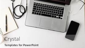  Presentation with medical laptop - PPT layouts featuring composition-of-stethoscope-with-laptop background and a white colored foreground